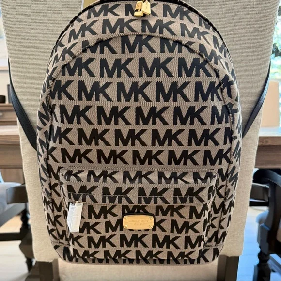 Michael Kors Black and Tan Logo Backpack - Picture 8 of 9